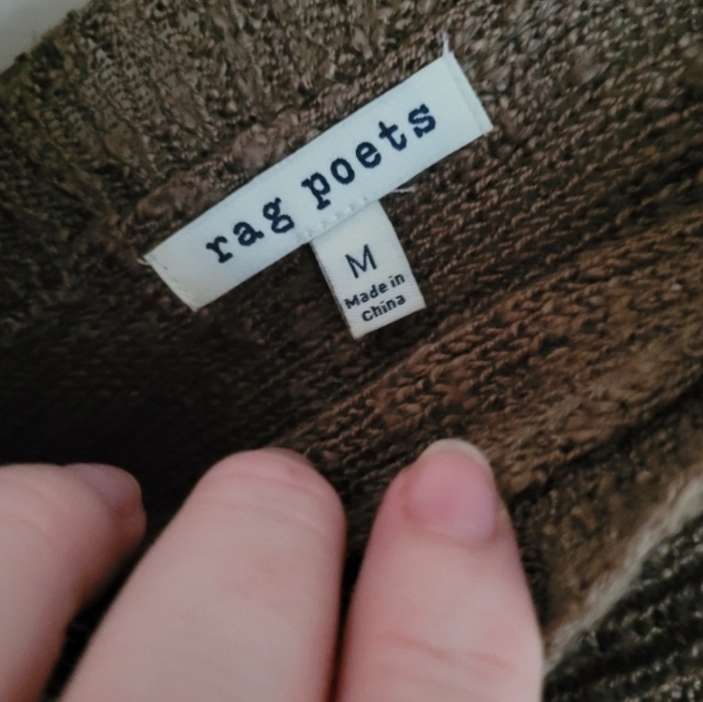 Rag Poets Backless Brown Slouchy High Low Sweater Size Medium Vintage - Picture 7 of 9